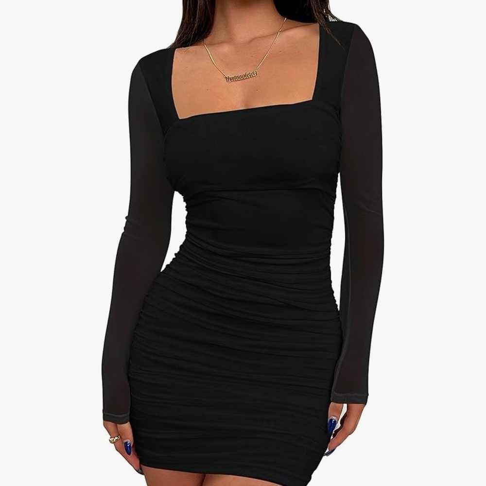Elegant Black Long Sleeve Dress